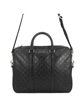 Gucci Shoulder Bag Briefcase GG Guccissima Leather Business 2-Way Black